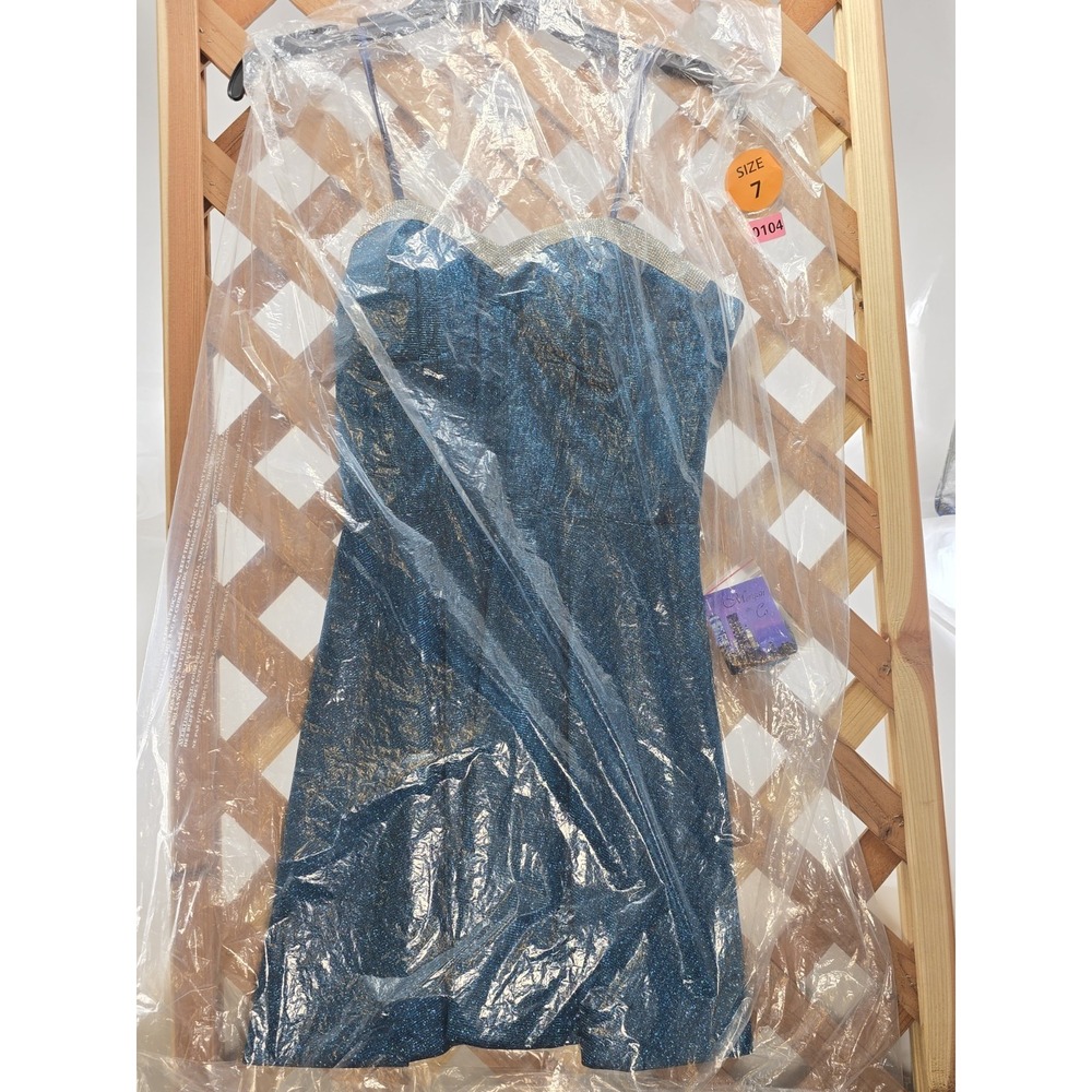 NWT Morgan & Co Women's Sleeveless Formal Prom Dress - Color Teal - Size 7